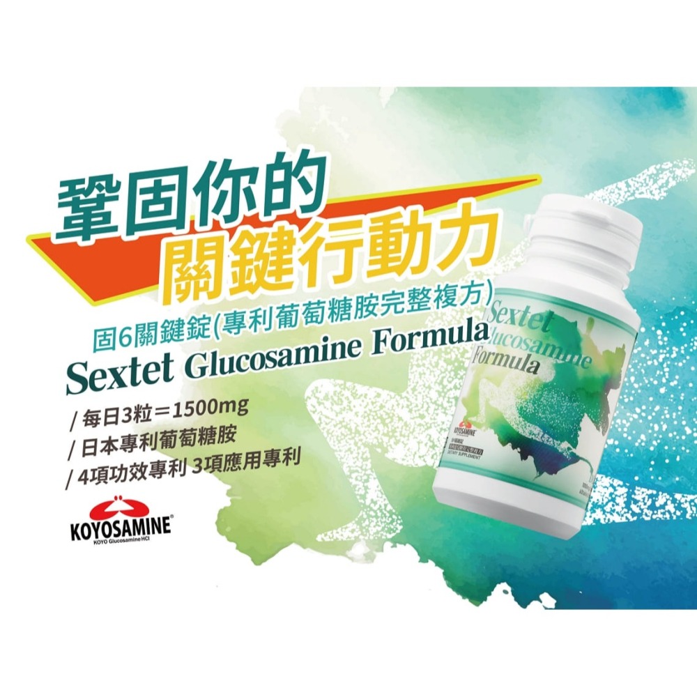 固6關鍵錠 專利葡萄糖胺完整複方 Sextet Glucosamine Formula 60錠／瓶-細節圖2