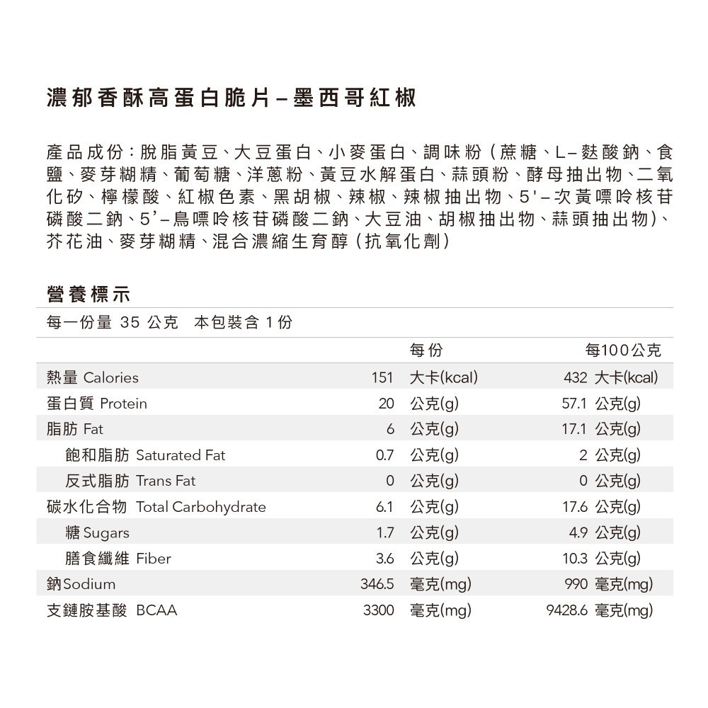 Body Goals 濃郁香酥高蛋白脆片 -奶香起司/義式披薩/ 墨西哥紅椒/酸奶洋蔥(一箱20入）-細節圖8