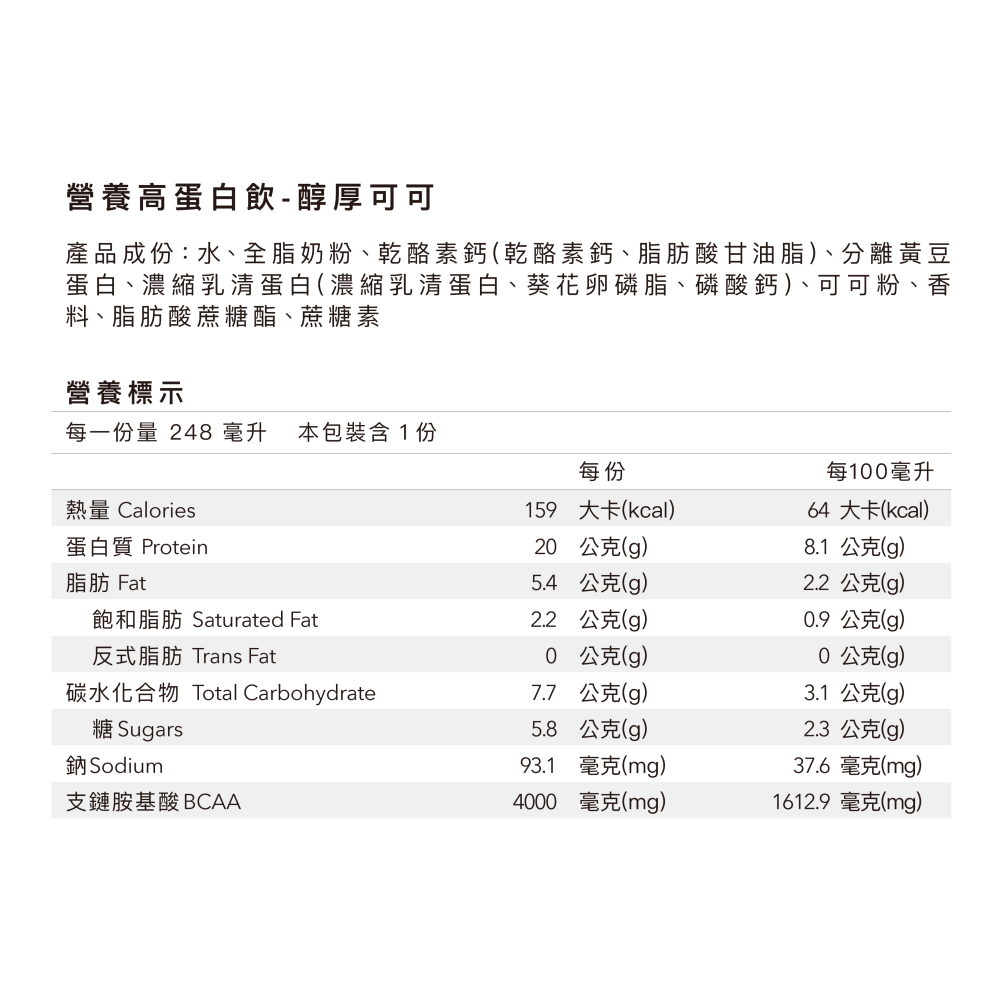 Body Goals 營養高蛋白飲 - 醇厚可可(24入/箱)-細節圖4