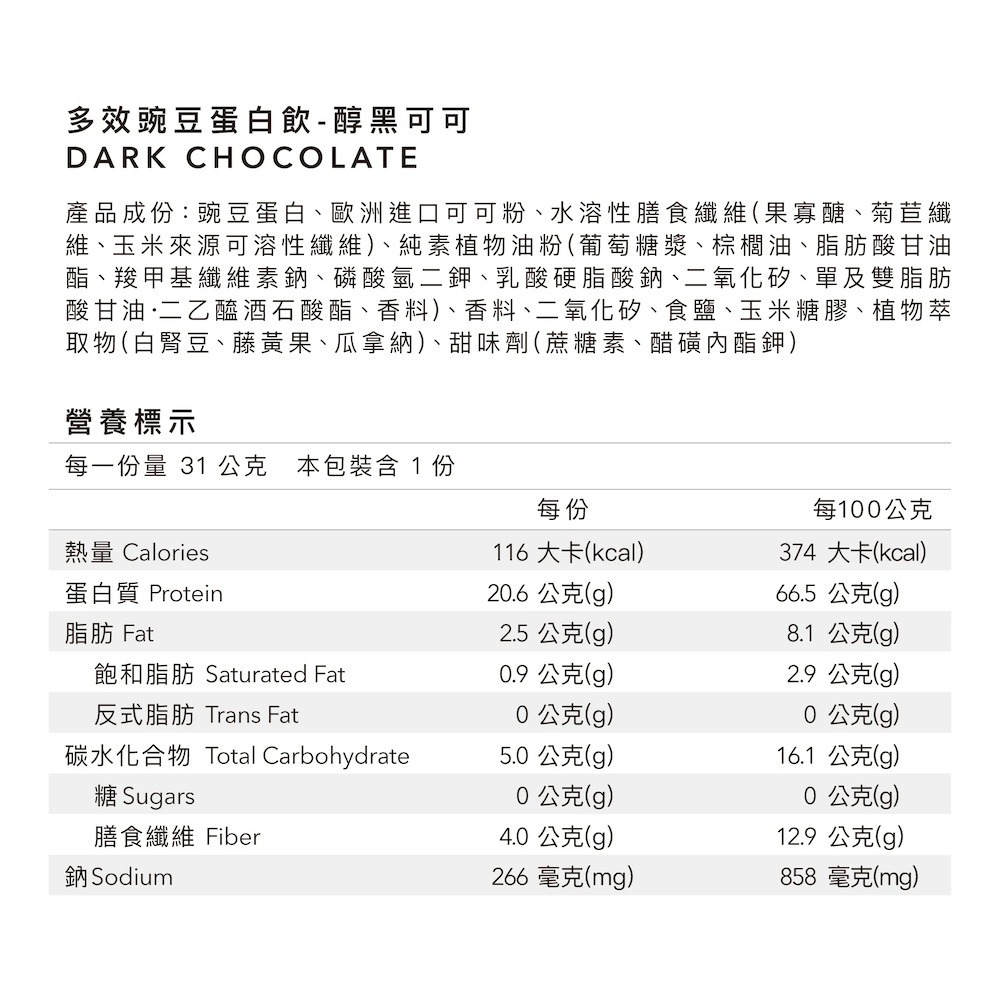 Body Goals 多效豌豆蛋白飲30入組 31G/包 （多種口味）-規格圖10