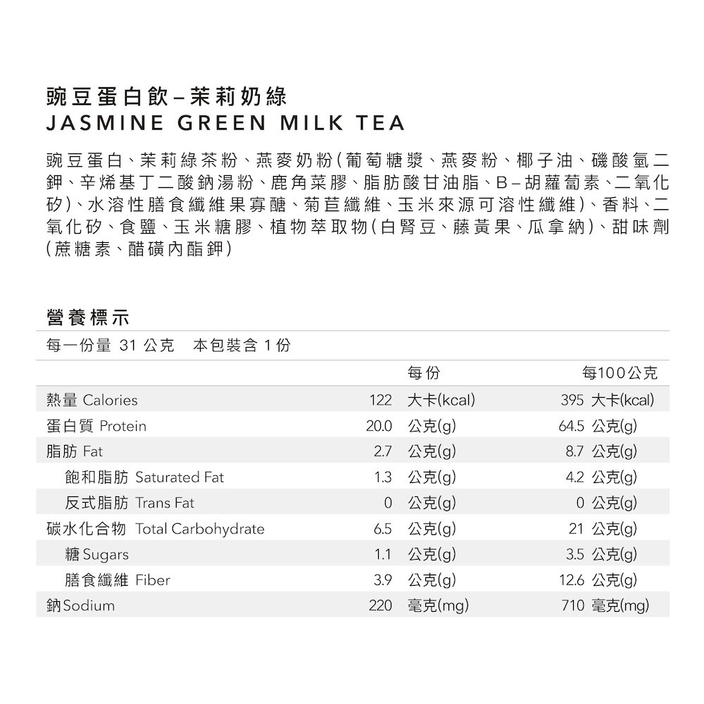 Body Goals 多效豌豆蛋白飲30入組 31G/包 （多種口味）-規格圖10