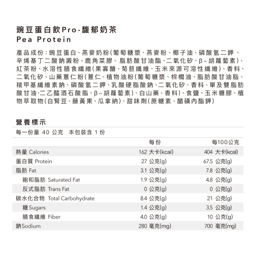 Body Goals 多效豌豆蛋白飲PRO-12入組 40G/包（多種口味）-規格圖5