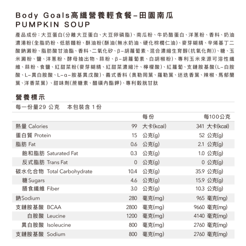 【Body Goals】高纖營養輕食餐  (31g/包，12包/30包/60包/盒)-細節圖2