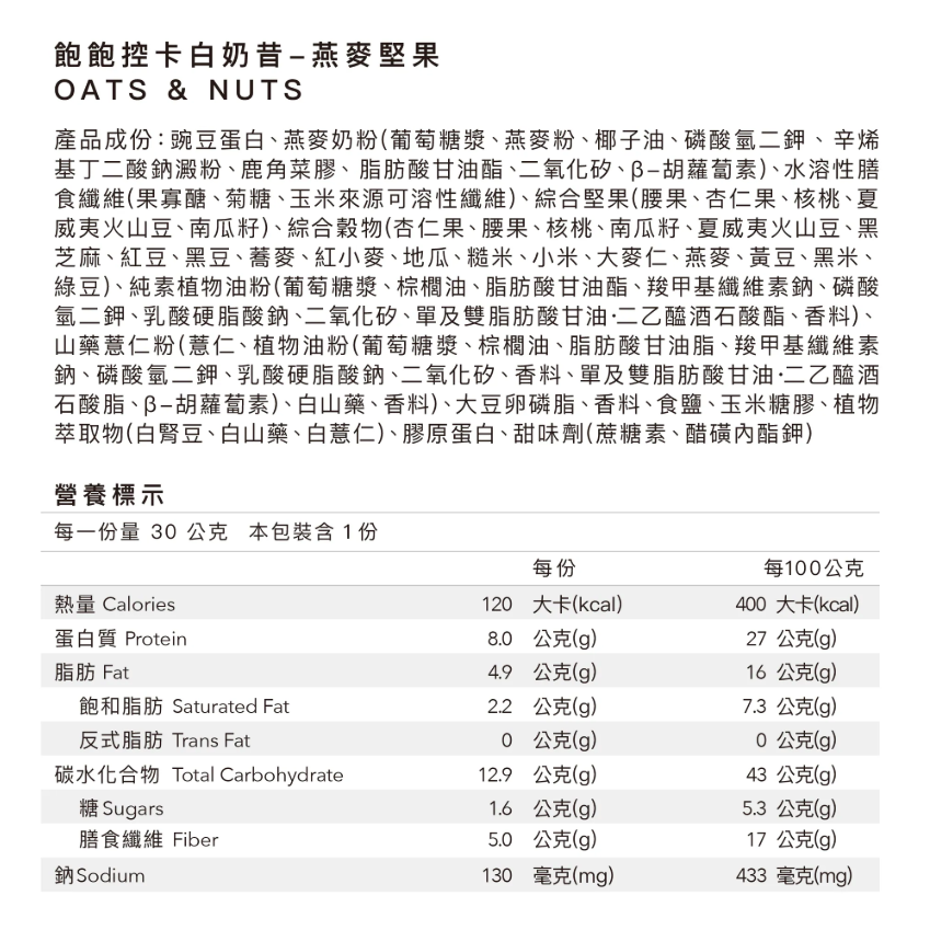 【Body Goals】飽飽控卡白奶昔 隨手包 (30g/包，12包/30包/60包/盒)-細節圖6