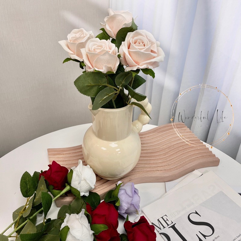 台灣現貨❤︎仿真玫瑰花擺設 拍照道具 居家擺設 假花 捧花仿真花 畢業花束 情人節花束「有感選物」-細節圖2