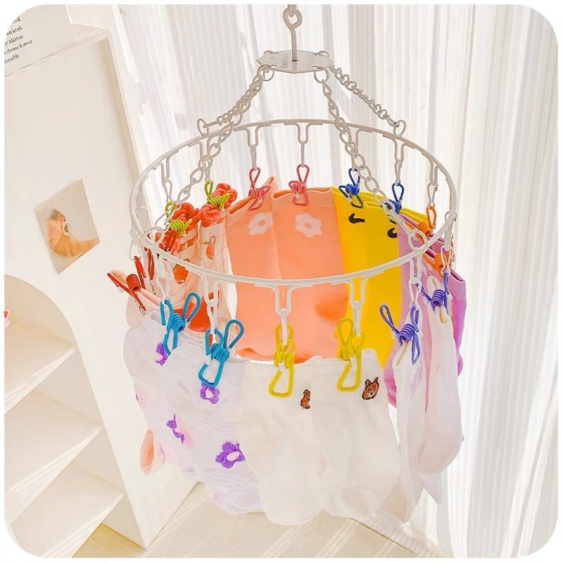 台灣現貨❤︎不鏽鋼彩色曬衣架 曬衣夾 曬襪子神器「有感選物」-細節圖2