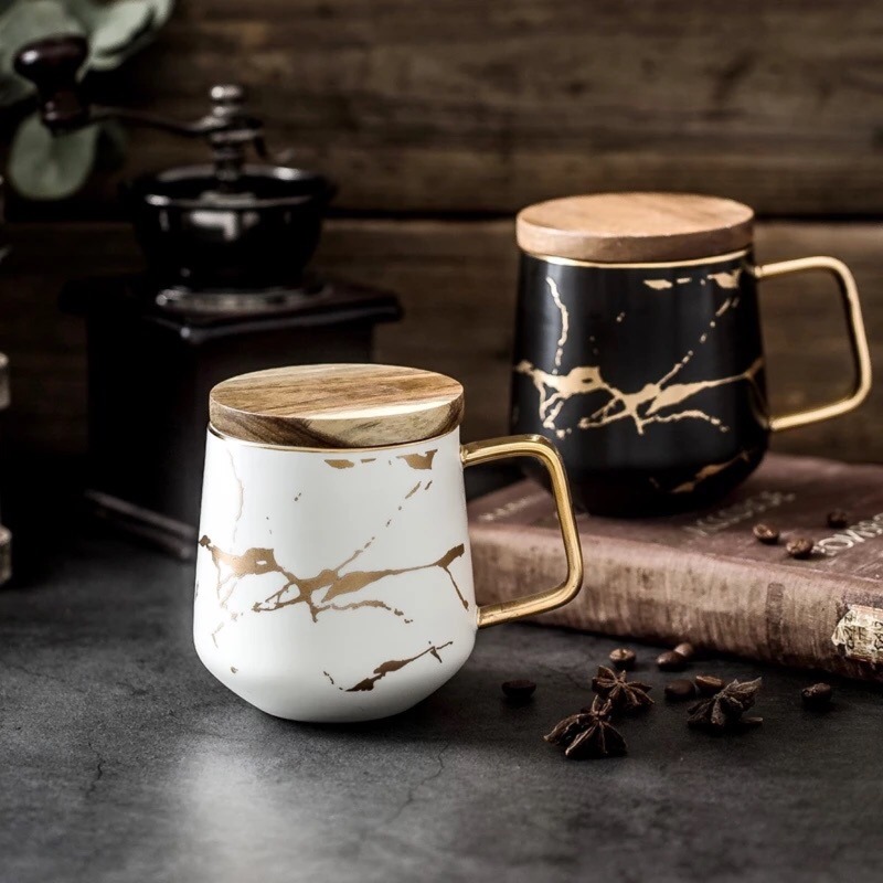 台灣現貨❤︎高質感北歐大理石紋陶瓷啞光茶杯 咖啡杯 杯子 馬克杯 情侶對杯 奶茶杯 有蓋馬克杯 交換禮物 「有感選物」-細節圖3