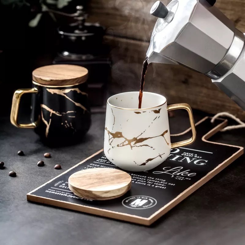 台灣現貨❤︎高質感北歐大理石紋陶瓷啞光茶杯 咖啡杯 杯子 馬克杯 情侶對杯 奶茶杯 有蓋馬克杯 交換禮物 「有感選物」-細節圖4