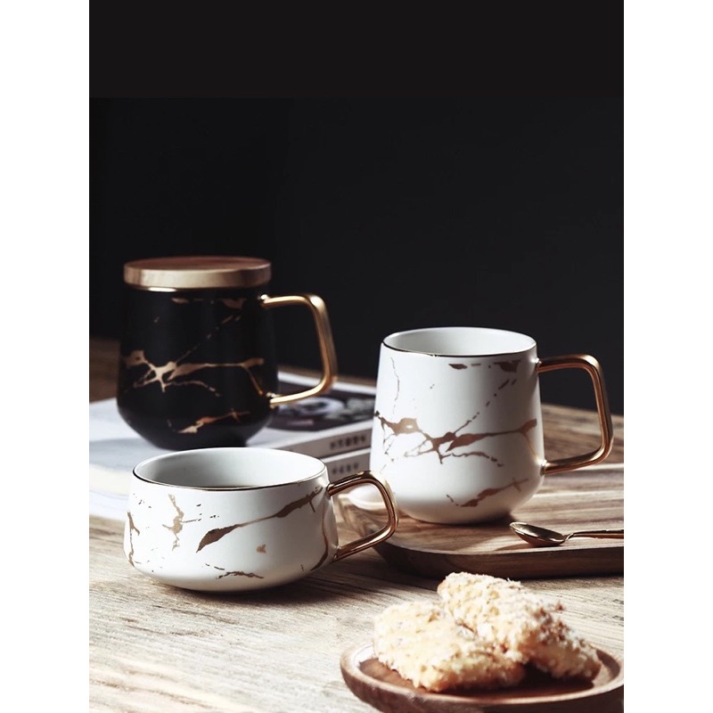 台灣現貨❤︎高質感北歐大理石紋陶瓷啞光茶杯 咖啡杯 杯子 馬克杯 情侶對杯 奶茶杯 有蓋馬克杯 交換禮物 「有感選物」-細節圖5