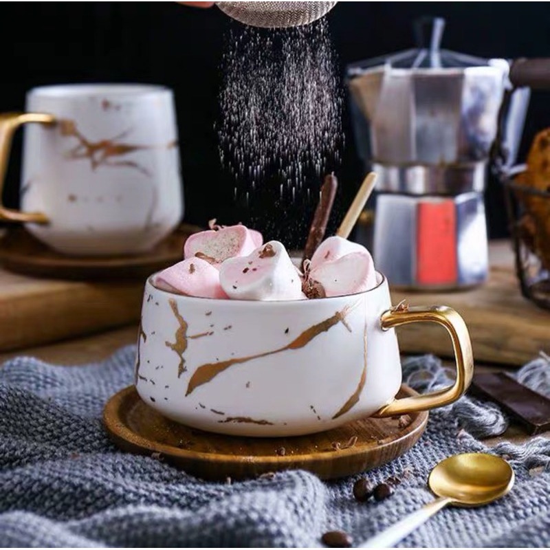 台灣現貨❤︎高質感北歐大理石紋陶瓷啞光茶杯 咖啡杯 杯子 馬克杯 情侶對杯 奶茶杯 有蓋馬克杯 交換禮物 「有感選物」-細節圖6