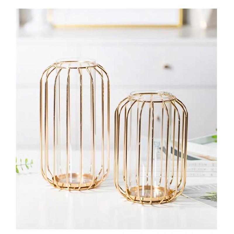 ❤︎台灣現貨❤︎北歐ins鐵藝透明玻璃花瓶 插花瓶乾燥花瓶 居家佈置 「有感選物」-細節圖6