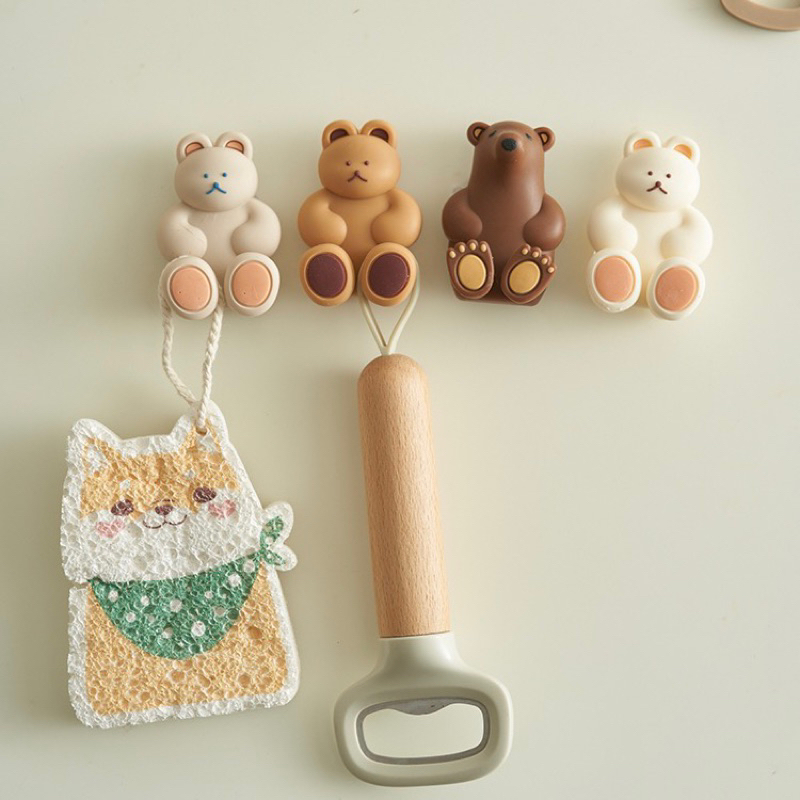 台灣現貨❤︎吸盤式小熊牙刷架 牙刷支架 小物掛鉤「有感選物」-細節圖2