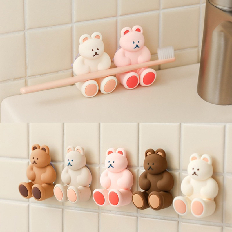 台灣現貨❤︎吸盤式小熊牙刷架 牙刷支架 小物掛鉤「有感選物」-細節圖4