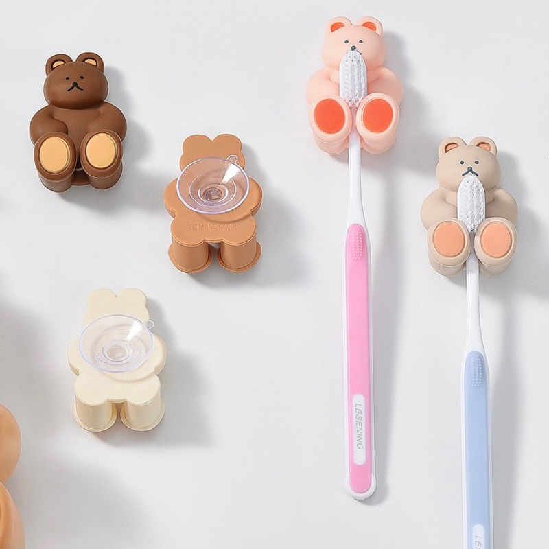 台灣現貨❤︎吸盤式小熊牙刷架 牙刷支架 小物掛鉤「有感選物」-細節圖7