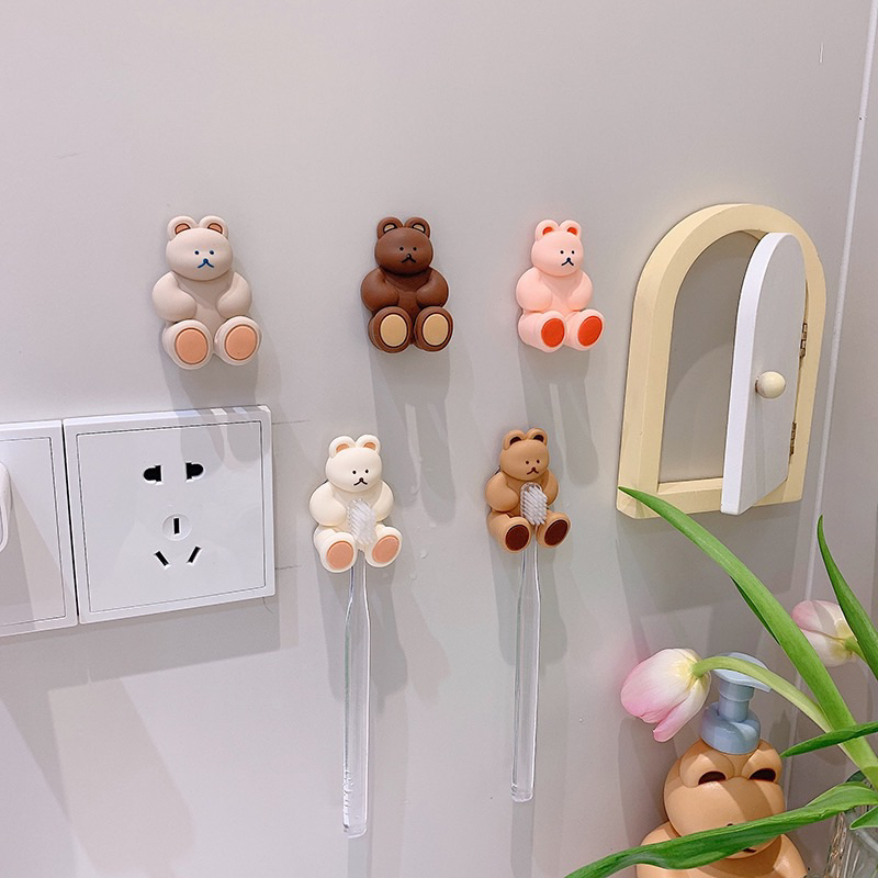 台灣現貨❤︎吸盤式小熊牙刷架 牙刷支架 小物掛鉤「有感選物」-細節圖8
