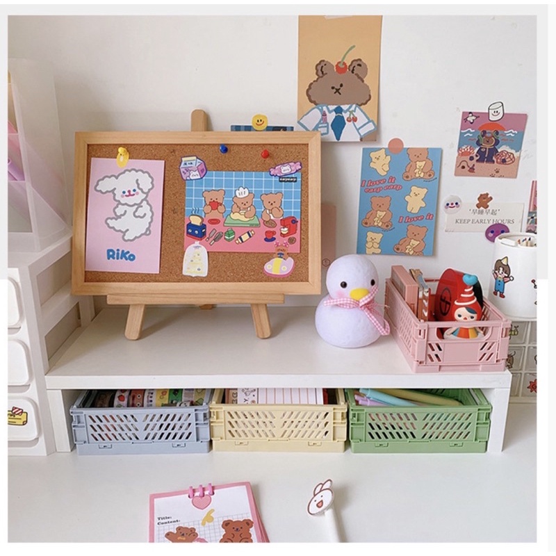 ❤︎台灣現貨❤︎馬卡龍色系折疊收納籃 桌上收納盒 文具收納盒 雜物收納盒 「有感選物」案-細節圖5