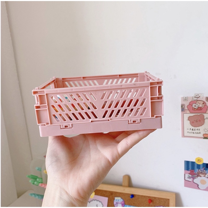 ❤︎台灣現貨❤︎馬卡龍色系折疊收納籃 桌上收納盒 文具收納盒 雜物收納盒 「有感選物」案-細節圖6