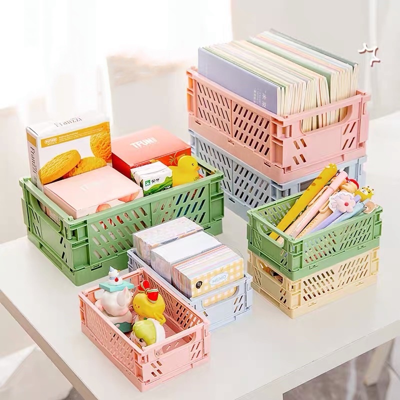 ❤︎台灣現貨❤︎馬卡龍色系折疊收納籃 桌上收納盒 文具收納盒 雜物收納盒 「有感選物」案-細節圖7
