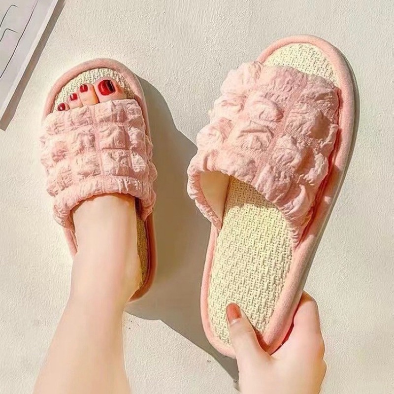 台灣現貨❤︎舒適泡泡加厚棉麻拖鞋 室內拖鞋 透氣拖鞋「有感選物」-細節圖5