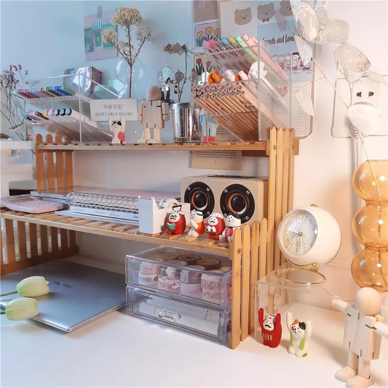 ❤︎台灣現貨❤︎ins熱款木質桌上置物架 雙層架 收納層板架 桌面展示架 多肉植物收納架 學生宿舍收納架「有感選物」-細節圖4