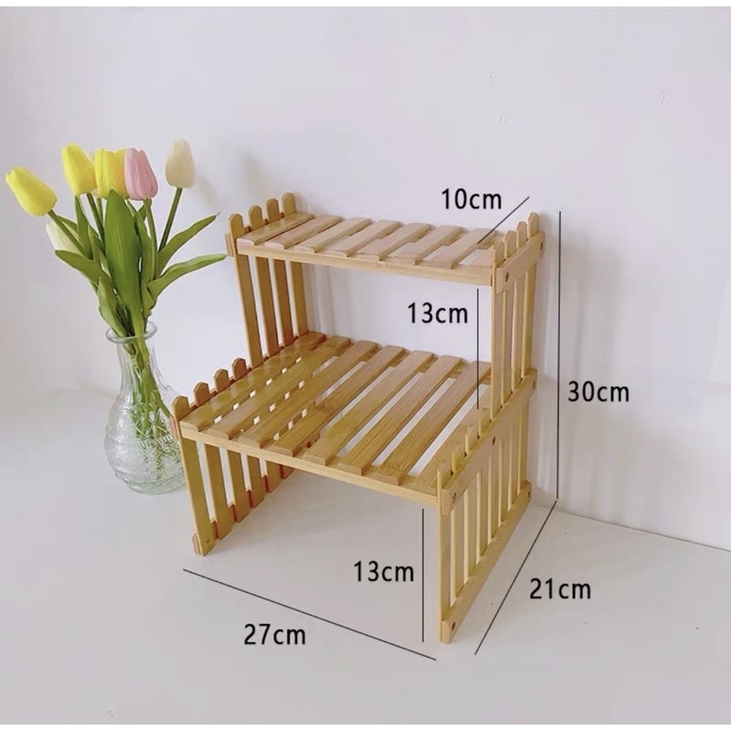 ❤︎台灣現貨❤︎ins熱款木質桌上置物架 雙層架 收納層板架 桌面展示架 多肉植物收納架 學生宿舍收納架「有感選物」-細節圖7