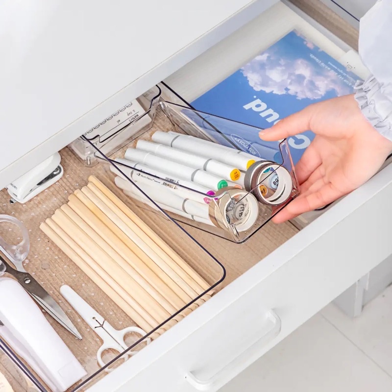 ❤︎台灣現貨❤︎透明抽屜收納盒 桌上收納 飾品收納 餐具收納盒 儲物盒「有感選物」-細節圖5