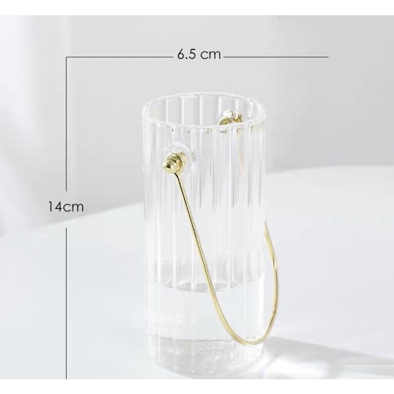 台灣現貨❤︎ins輕奢質感手把玻璃花瓶 插花瓶 乾燥花花瓶 鮮花花瓶 「有感選物」-規格圖7