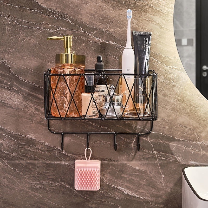 台灣現貨❤︎浴室牆壁層架收納架 掛籃 牆上置物架 收納籃 免打孔收納架「有感選物」-細節圖3