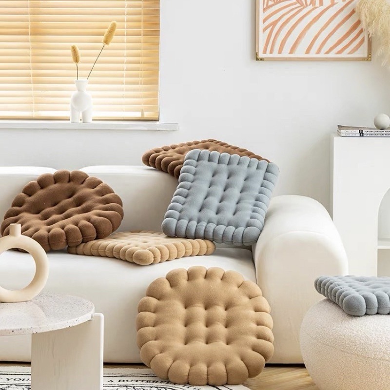 台灣現貨❤︎ins爆紅款Q彈加厚餅乾坐墊 抱枕靠墊 圓形坐墊 椅墊 飄窗坐墊 榻榻米坐墊 「有感選物」-細節圖2