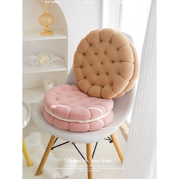 台灣現貨❤︎ins爆紅款Q彈加厚餅乾坐墊 抱枕靠墊 圓形坐墊 椅墊 飄窗坐墊 榻榻米坐墊 「有感選物」-細節圖7