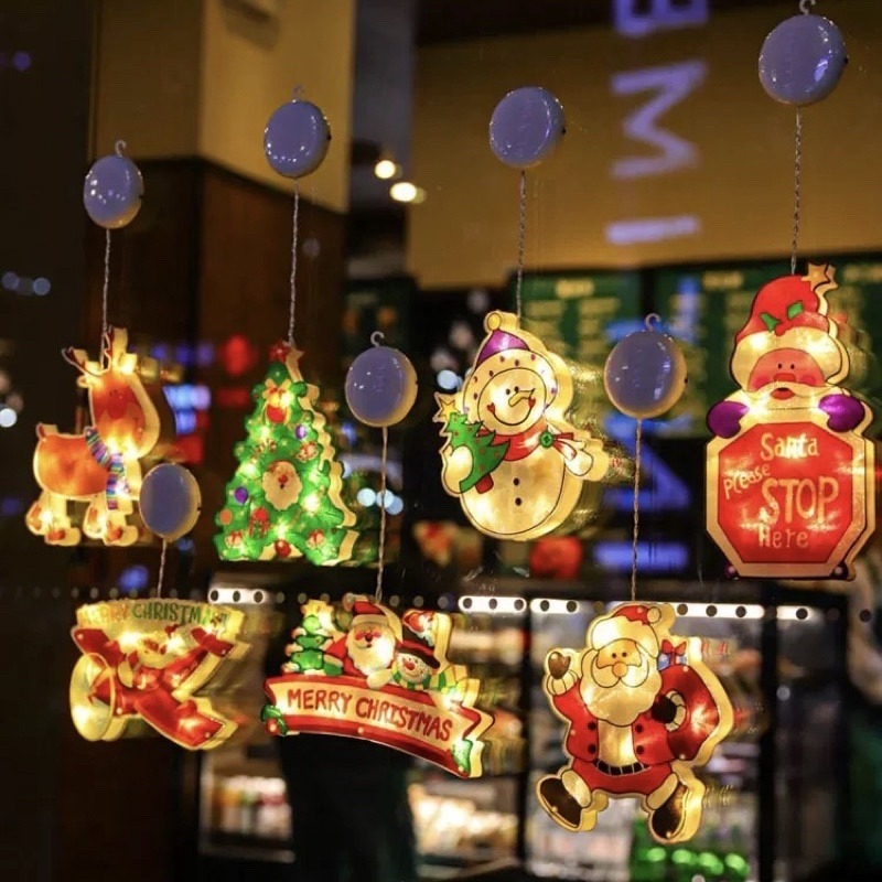 台灣現貨❤︎聖誕節吸盤LED燈飾 掛飾 櫥窗吊燈 聖誕裝飾燈 派對佈置 造型燈飾 氣氛燈聖誕節佈置「有感選物」-細節圖2