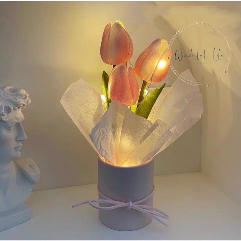 台灣現貨❤︎韓風仿真花鬱金香盆栽禮盒 居家擺設 母親節禮物 情人節禮物 畢業花束 聖誕禮物「有感選物」-細節圖6