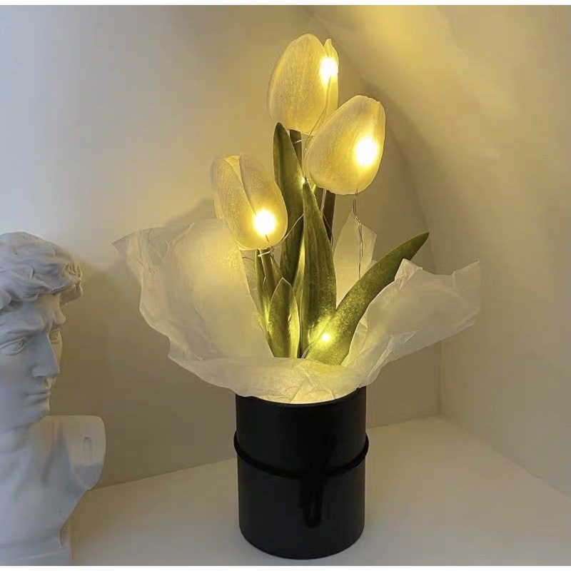 台灣現貨❤︎韓風仿真花鬱金香盆栽禮盒 居家擺設 母親節禮物 情人節禮物 畢業花束 聖誕禮物「有感選物」-細節圖7