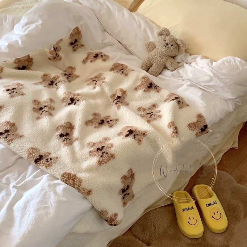 台灣現貨❤︎小熊雙面羊羔絨毛毯午睡毯 沙發毯 被子 冷氣毯「有感選物」-細節圖2
