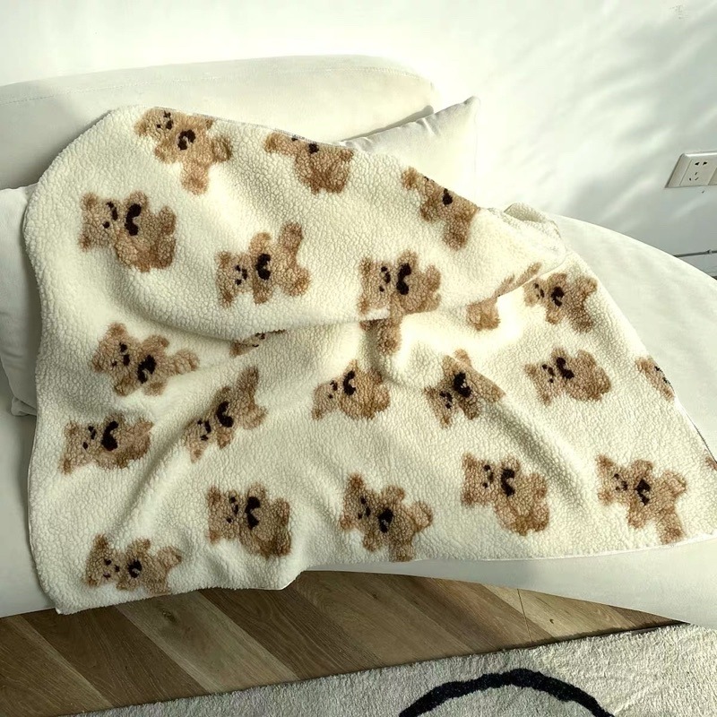 台灣現貨❤︎小熊雙面羊羔絨毛毯午睡毯 沙發毯 被子 冷氣毯「有感選物」-細節圖3