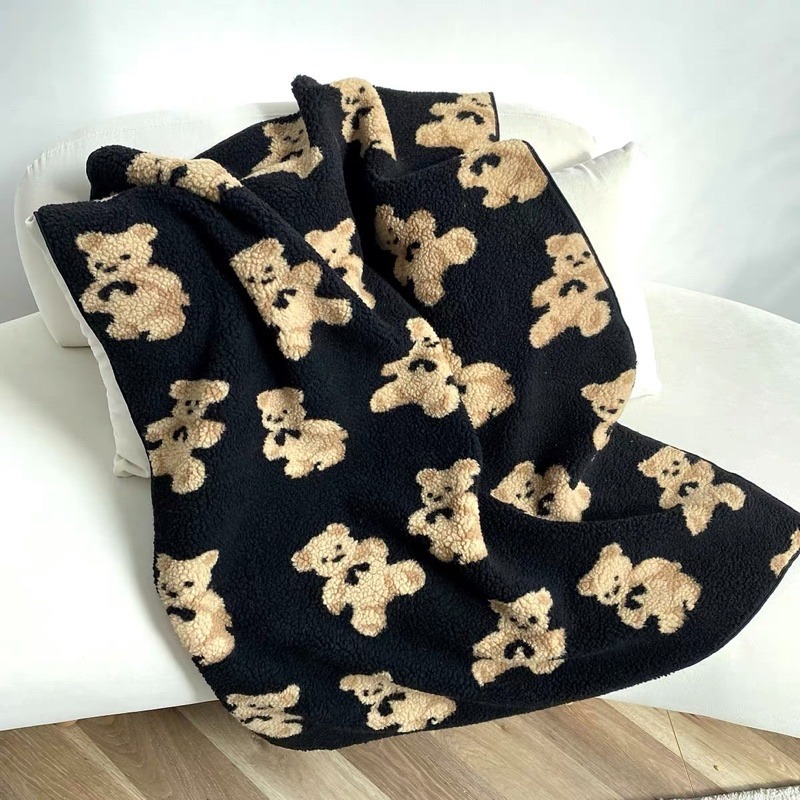 台灣現貨❤︎小熊雙面羊羔絨毛毯午睡毯 沙發毯 被子 冷氣毯「有感選物」-細節圖5