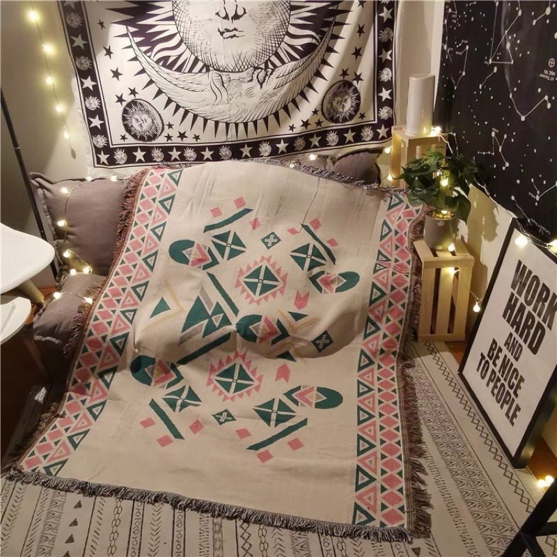 針織流蘇戶外露營野餐墊 休閒毯 萬用毯子 沙發套沙發巾 露營毯 桌巾「有感選物」-細節圖2