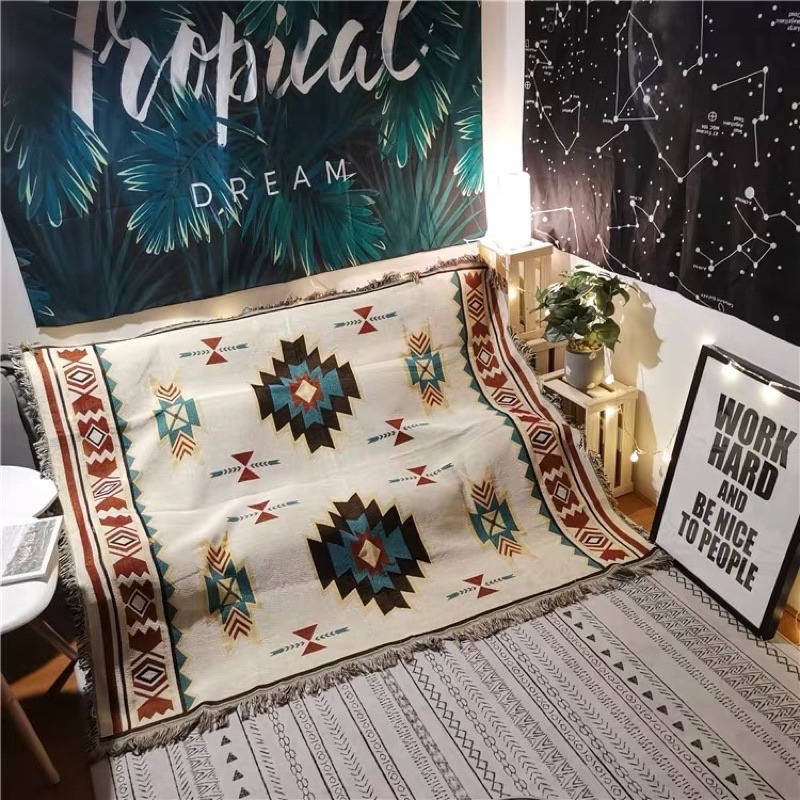 針織流蘇戶外露營野餐墊 休閒毯 萬用毯子 沙發套沙發巾 露營毯 桌巾「有感選物」-細節圖7