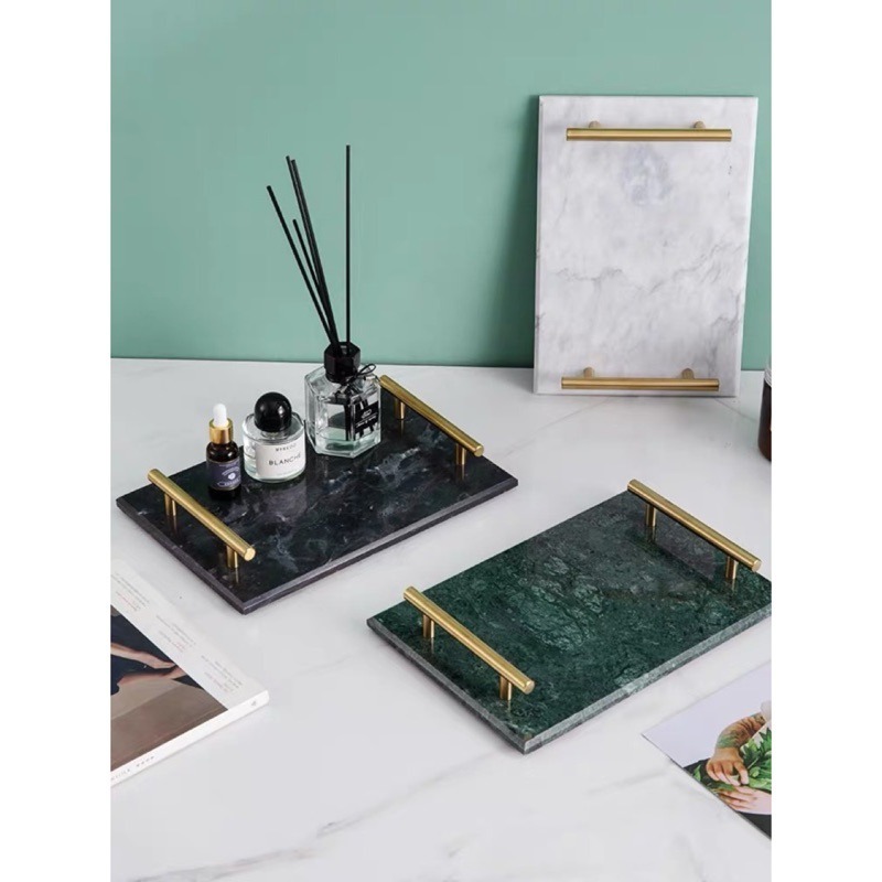 北歐天然大理石托盤 手把托盤 首飾盤 茶杯托盤 居家擺設 「有感選物」-細節圖2