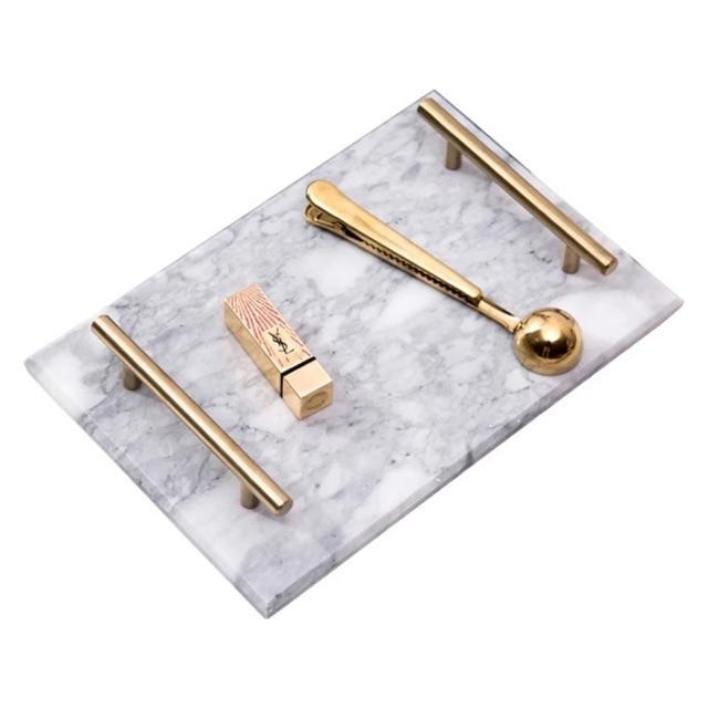 北歐天然大理石托盤 手把托盤 首飾盤 茶杯托盤 居家擺設 「有感選物」-規格圖6