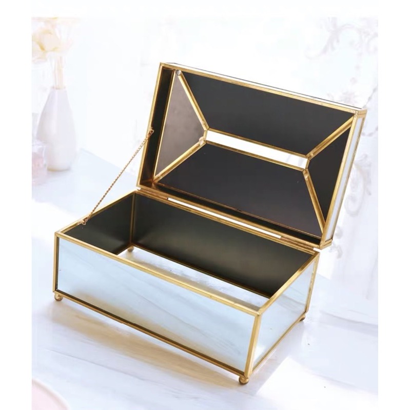 北歐簡約金邊玻璃面紙盒 衛生紙盒 紙巾盒 居家收納 客廳收納 「有感選物」-細節圖5