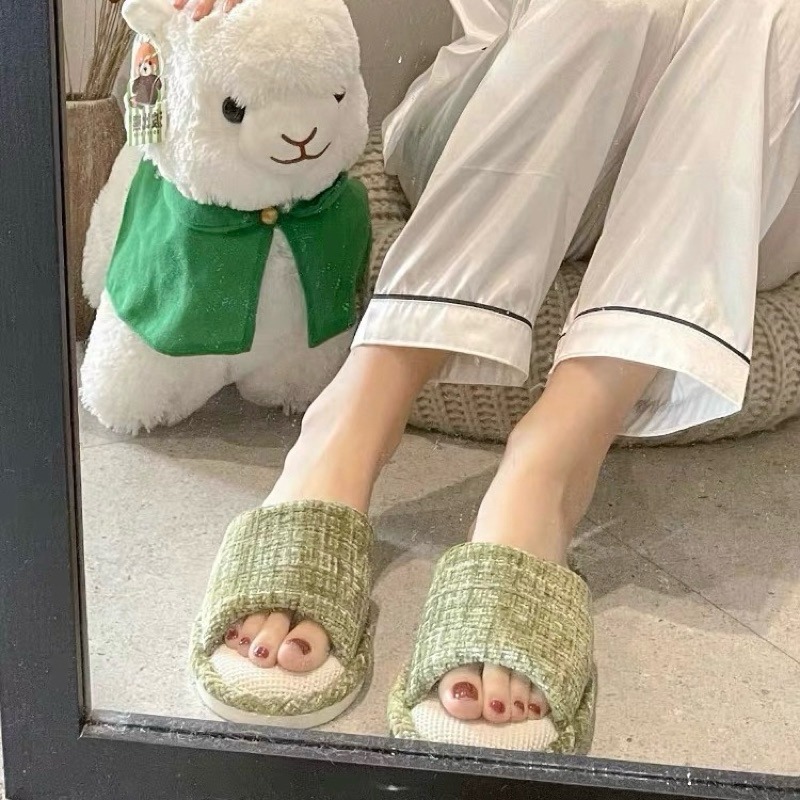 有感選物❤︎台灣現貨 小香風亞麻室內拖鞋 居家拖鞋 防滑拖鞋-細節圖6