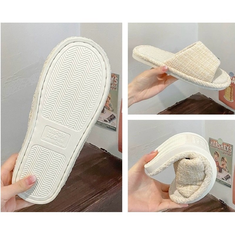 有感選物❤︎台灣現貨 小香風亞麻室內拖鞋 居家拖鞋 防滑拖鞋-細節圖9