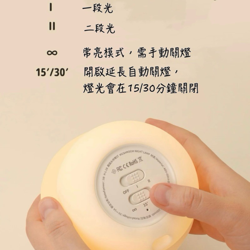 有感選物❤︎台灣現貨 軟Q蘑菇小夜燈 睡眠燈 床頭燈 寵物小夜燈 交換禮物生日禮物-細節圖5