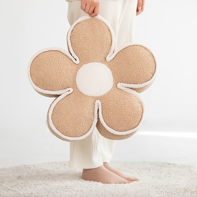 有感選物❤︎台灣現貨 可愛奶油色花朵坐墊 椅墊 抱枕 辦公椅靠背墊-細節圖7