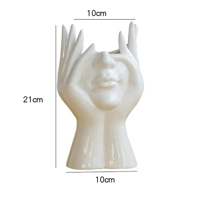 有感選物❤︎台灣現貨 高質感北歐風造型陶瓷花瓶 白色花瓶 插花花瓶 筆筒 居家裝飾-規格圖9