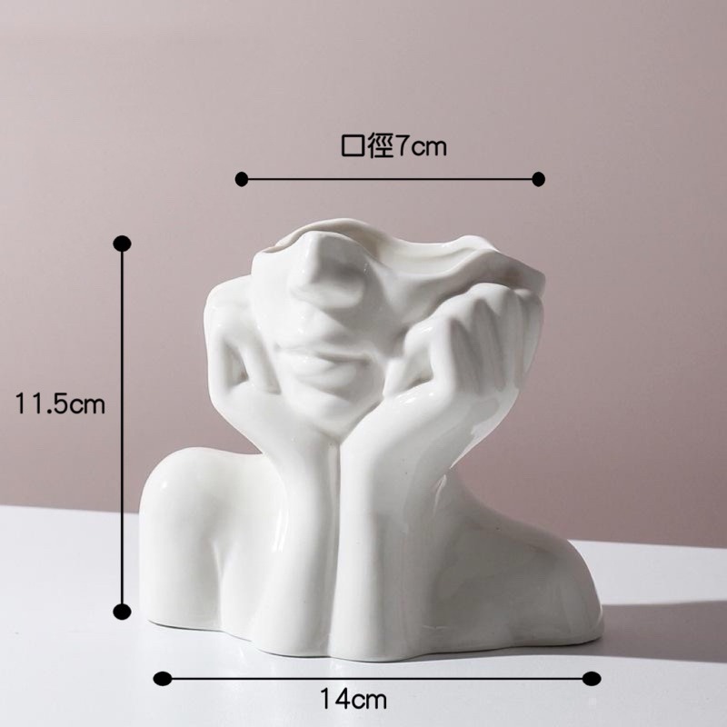 有感選物❤︎台灣現貨 高質感北歐風造型陶瓷花瓶 白色花瓶 插花花瓶 筆筒 居家裝飾-規格圖9
