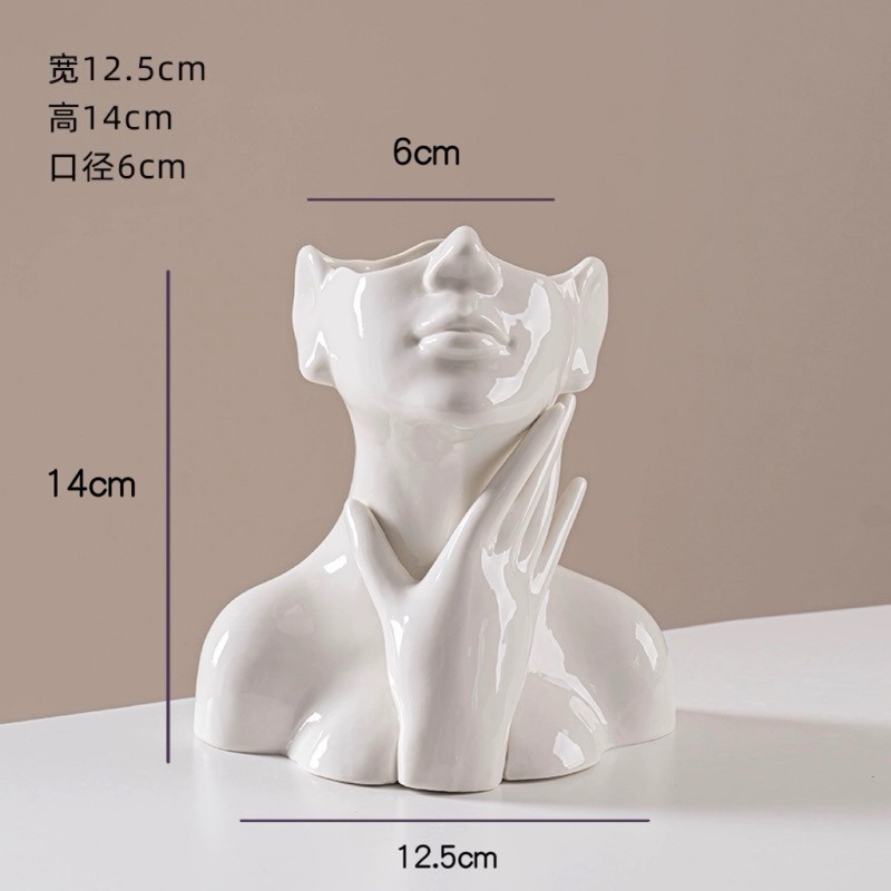 有感選物❤︎台灣現貨 高質感北歐風造型陶瓷花瓶 白色花瓶 插花花瓶 筆筒 居家裝飾-規格圖9