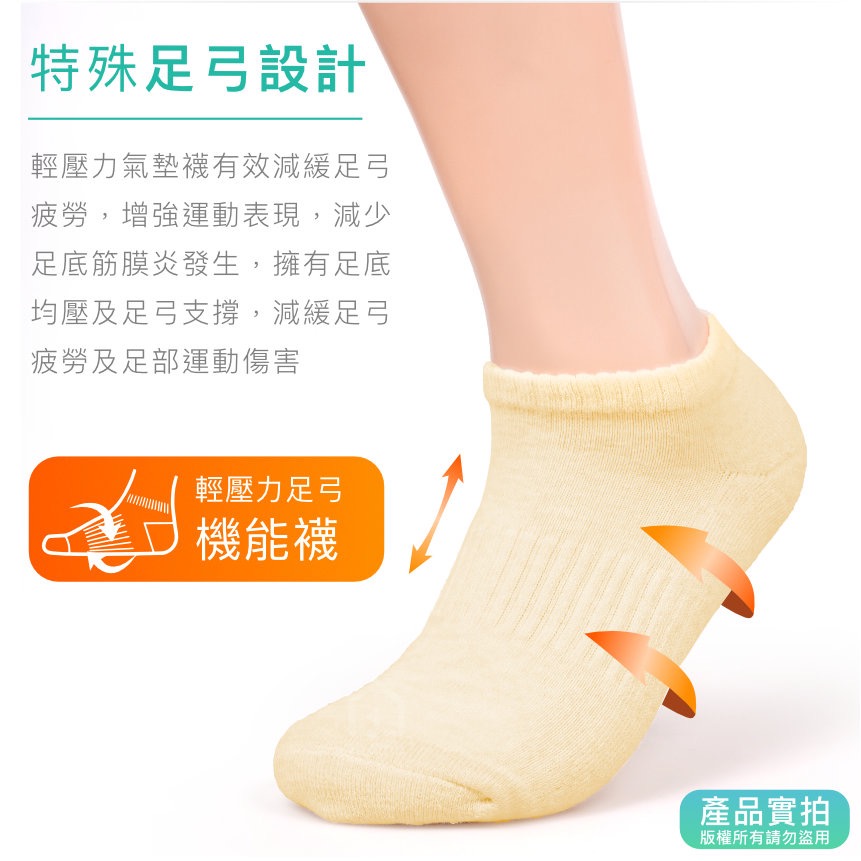 現貨｜MIT抗菌除臭機能船型襪-黃色｜工研院Biocel/台灣製造/抗菌/除臭/透氣/船型/棉襪/襪子【1home】-細節圖3