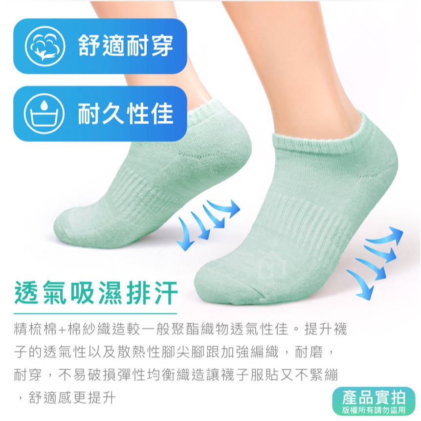 現貨｜MIT抗菌除臭機能船型襪-粉綠｜工研院Biocel/台灣製造/抗菌/除臭/透氣/船型/棉襪/襪子【1home】-細節圖4